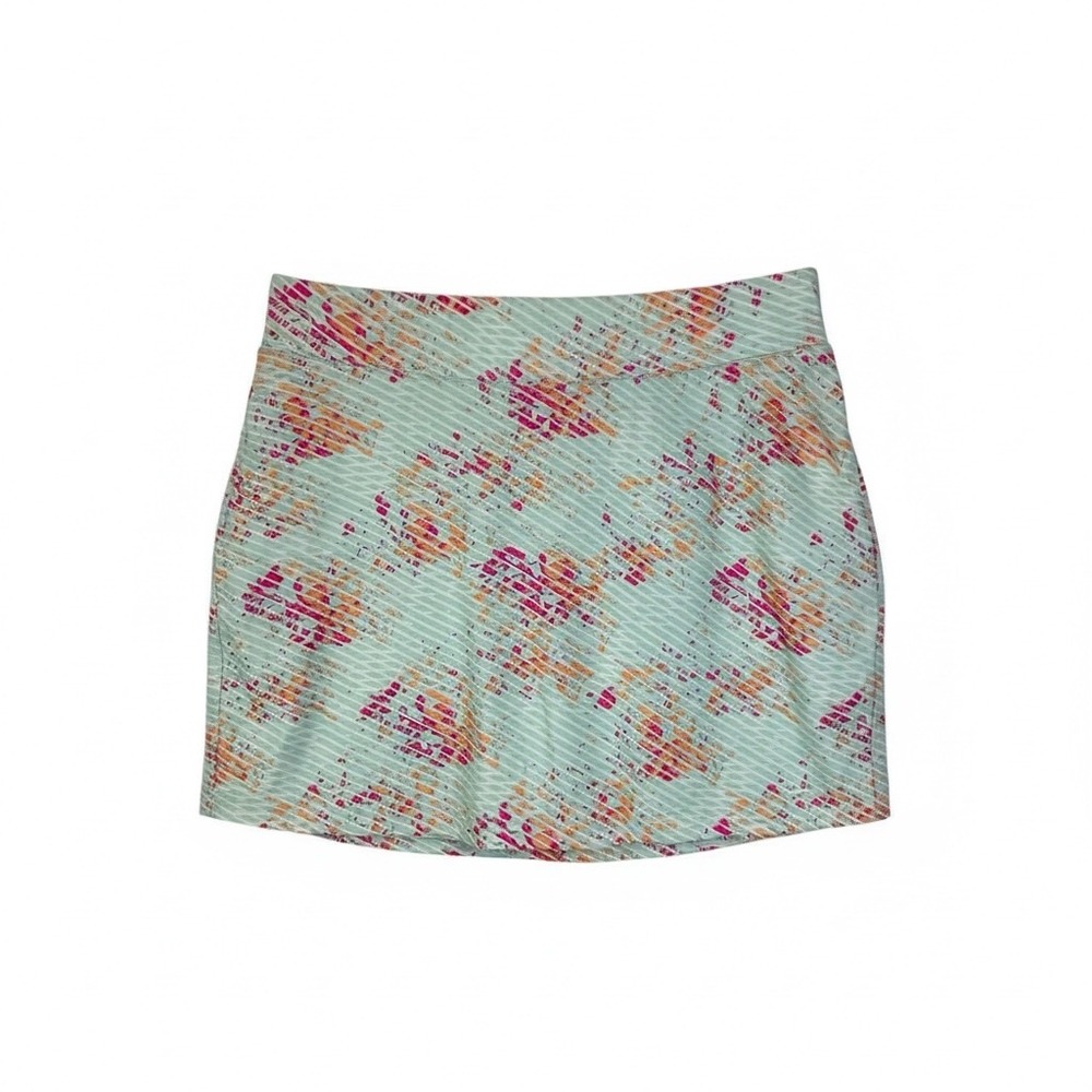 Pebble Beach Dry Luxe Performance Skirt Women's Size S Mint Floral Golf Tennis